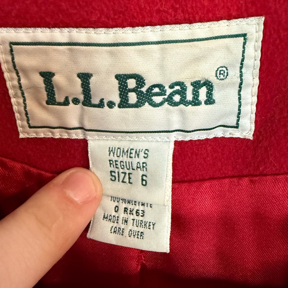 LL Bean Women's Classic Red Wool & Cashmere Blend Pea Coat Size 6 - Picture 3 of 6